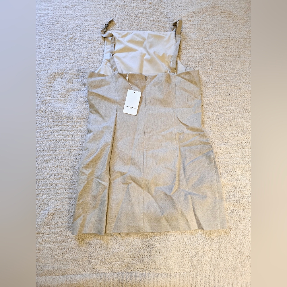 NEW Amanda Uprichard / Revolve Neutral Beige Mini Dress with Buckle Straps SZ L - Picture 7 of 15